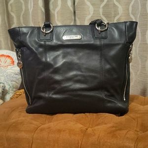 Black Leather Coach Shoulder Bag